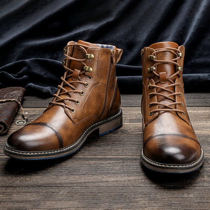 Jasper | Luxe Cap-Toe Lace-Up Ankle Boots