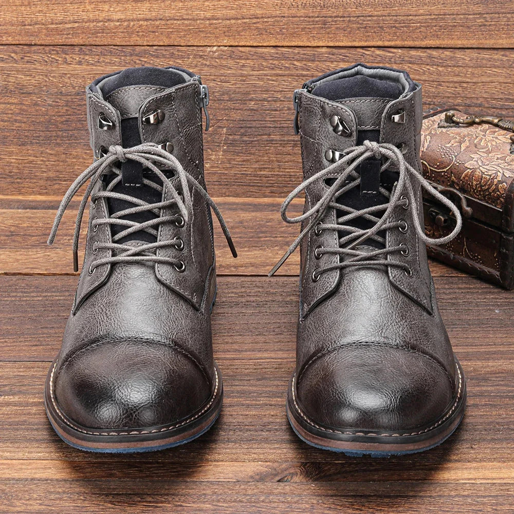 Jasper | Luxe Cap-Toe Lace-Up Ankle Boots