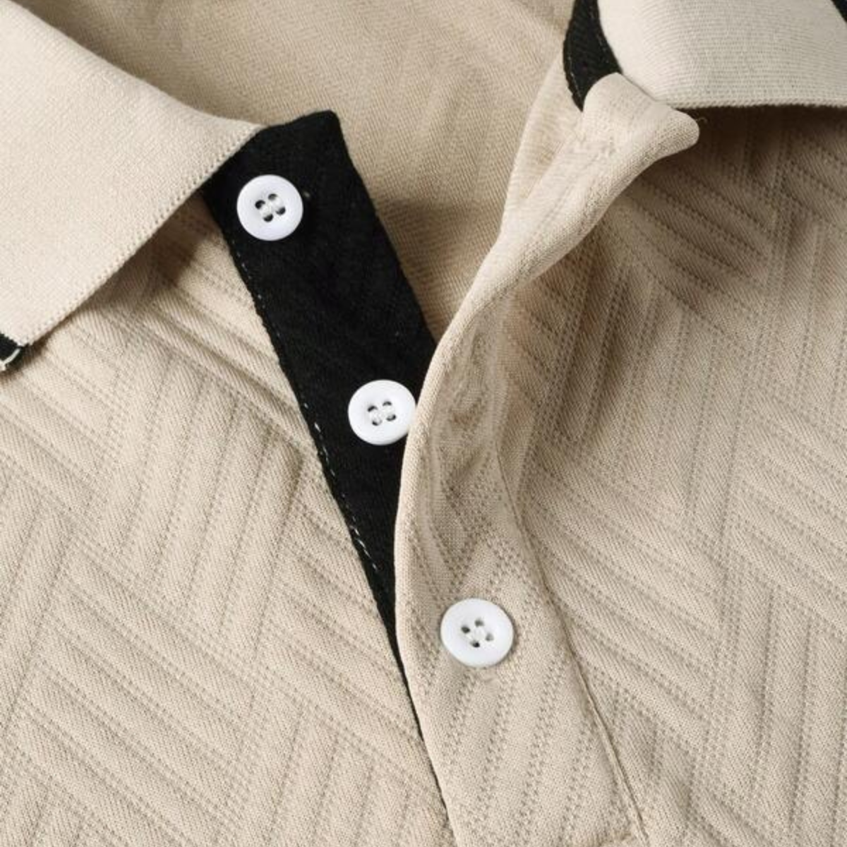 Luca | Textured Contrast Trim Polo Shirt