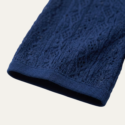 Luca | Crochet Knit Open Collar Polo Shirt