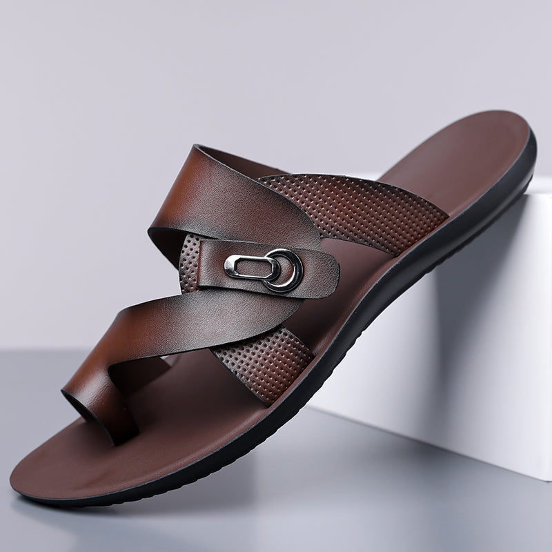 Jaxon | Luxe Crossover Thong Sandals with Metal Buckle