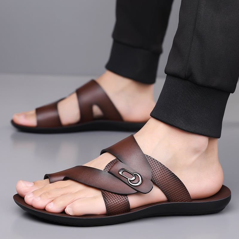 Jaxon | Luxe Crossover Thong Sandals with Metal Buckle