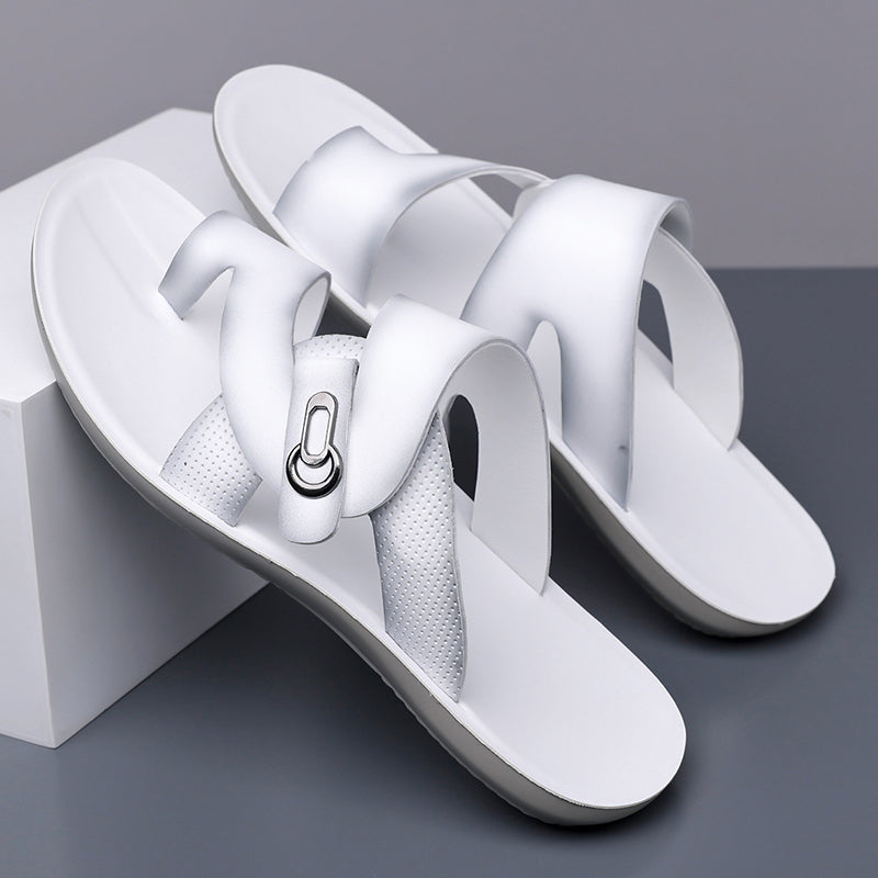 Jaxon | Luxe Crossover Thong Sandals with Metal Buckle