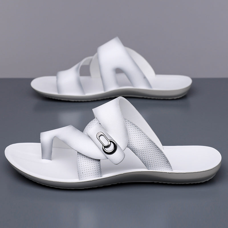Jaxon | Luxe Crossover Thong Sandals with Metal Buckle