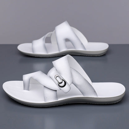 Jaxon | Luxe Crossover Thong Sandals with Metal Buckle