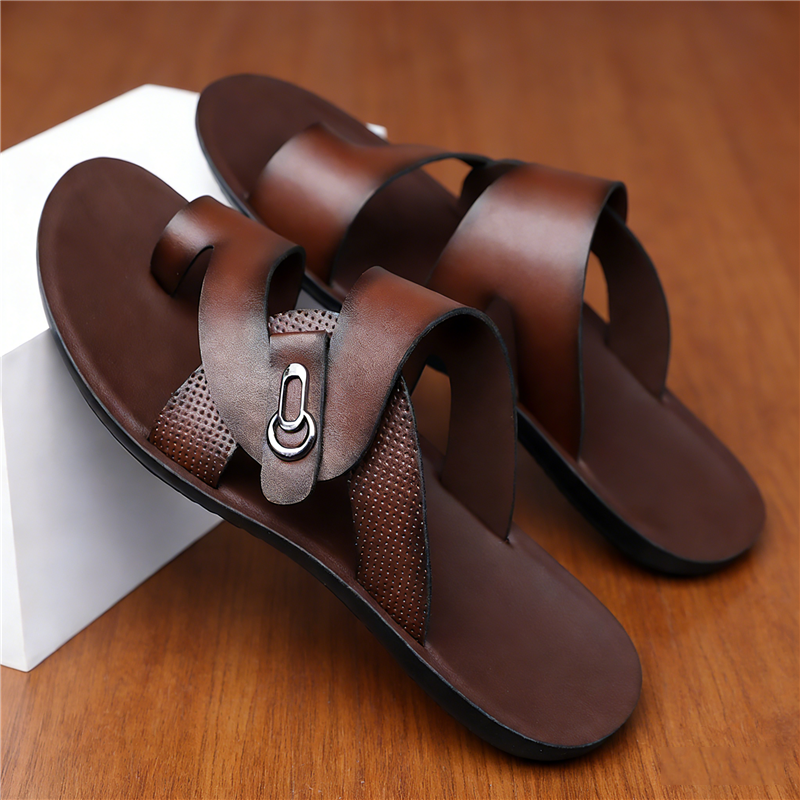 Jaxon | Luxe Crossover Thong Sandals with Metal Buckle