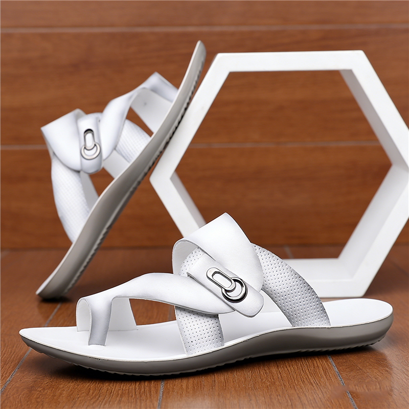 Jaxon | Luxe Crossover Thong Sandals with Metal Buckle