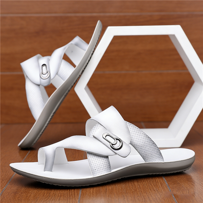 Jaxon | Luxe Crossover Thong Sandals with Metal Buckle