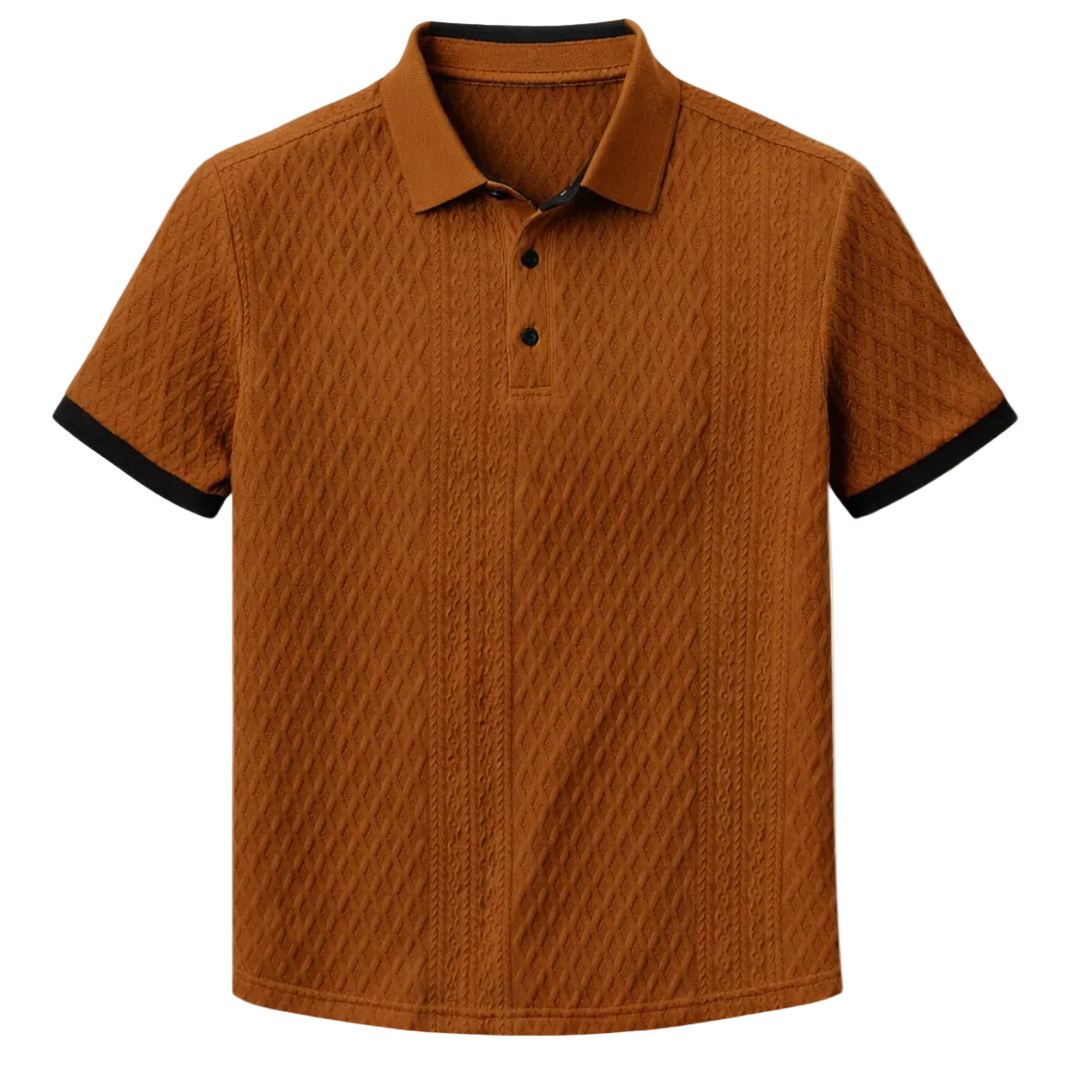 Luca | Diamond Knit Polo Shirt with Black Trim