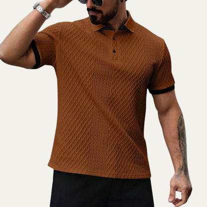 Luca | Diamond Knit Polo Shirt with Black Trim