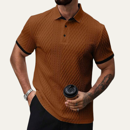 Luca | Diamond Knit Polo Shirt with Black Trim