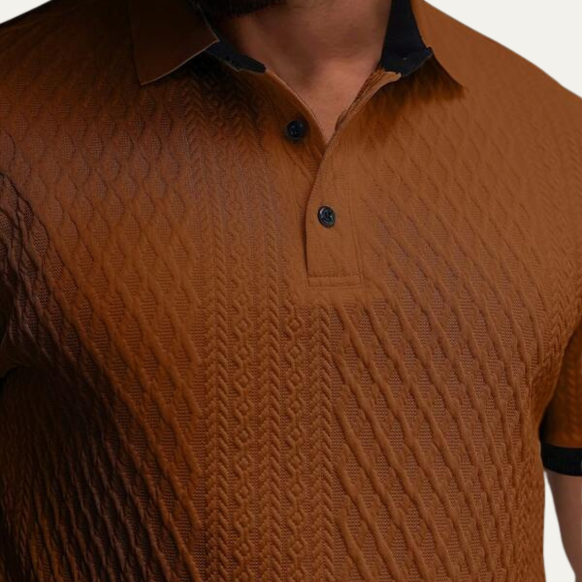 Luca | Diamond Knit Polo Shirt with Black Trim