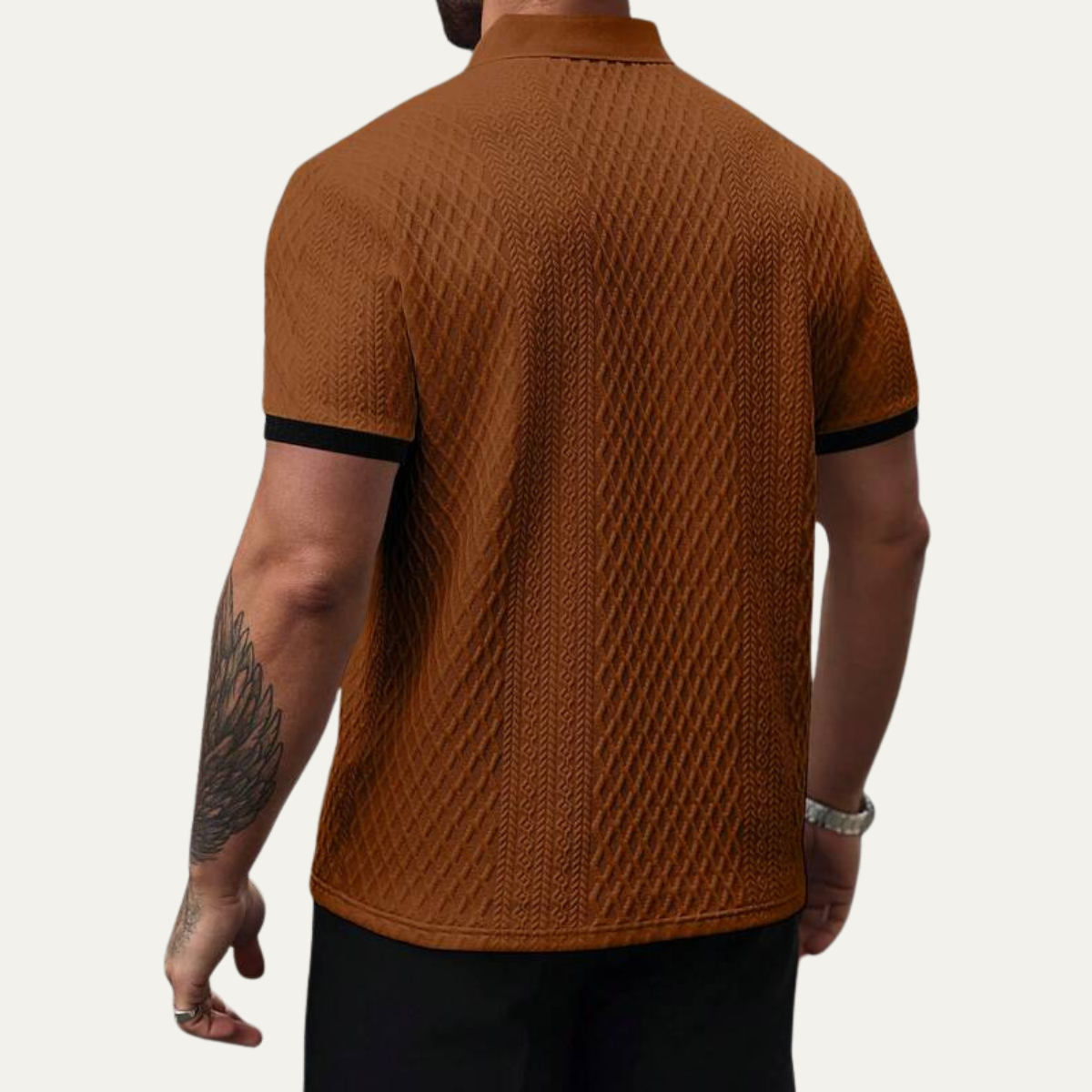 Luca | Diamond Knit Polo Shirt with Black Trim