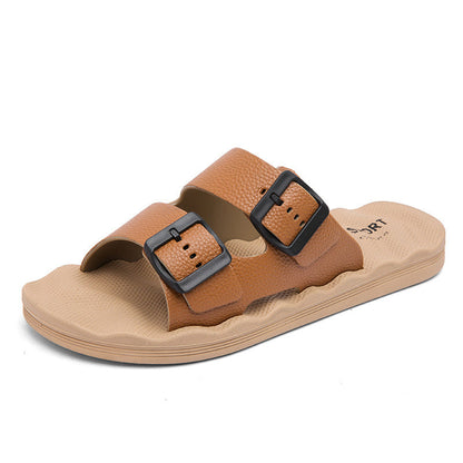 Luca | Dual Strap Slide Sandals with Adjustable Buckles