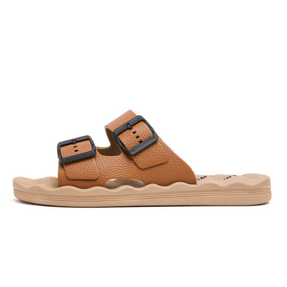 Luca | Dual Strap Slide Sandals with Adjustable Buckles