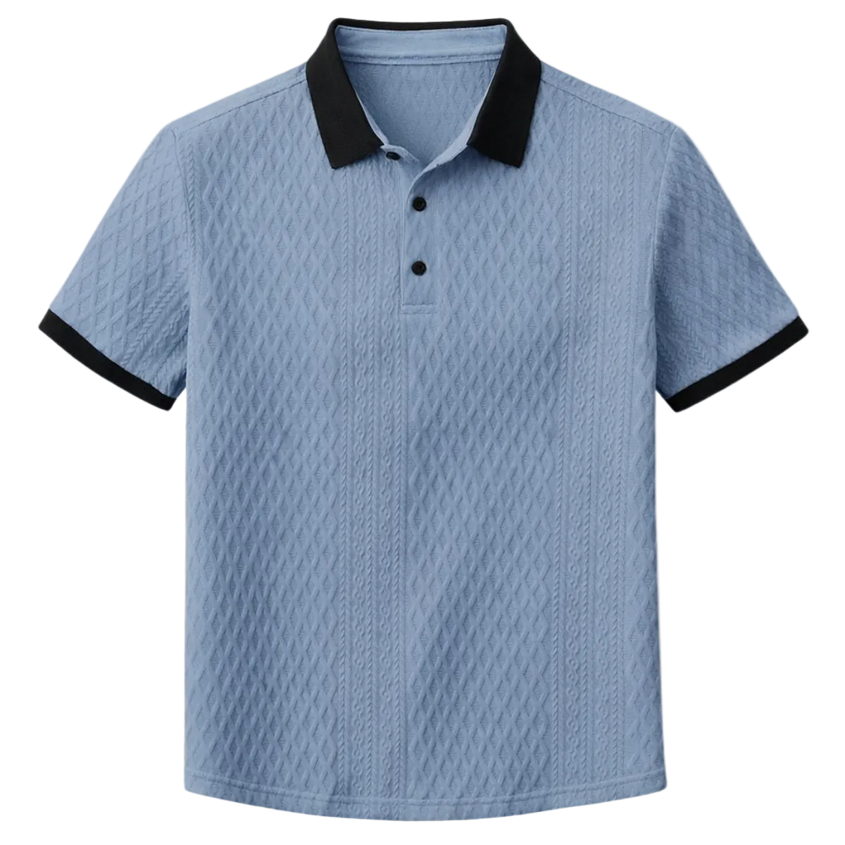 Luca | Geometric Knit Polo Shirt with Contrast Collar