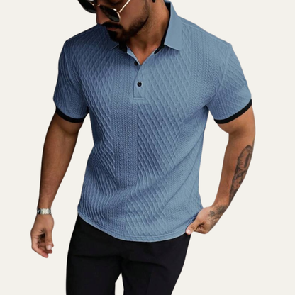 Luca | Geometric Knit Polo Shirt with Contrast Collar