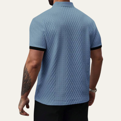 Luca | Geometric Knit Polo Shirt with Contrast Collar