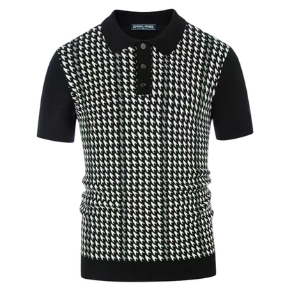 Jasper | Houndstooth Knit Polo Shirt