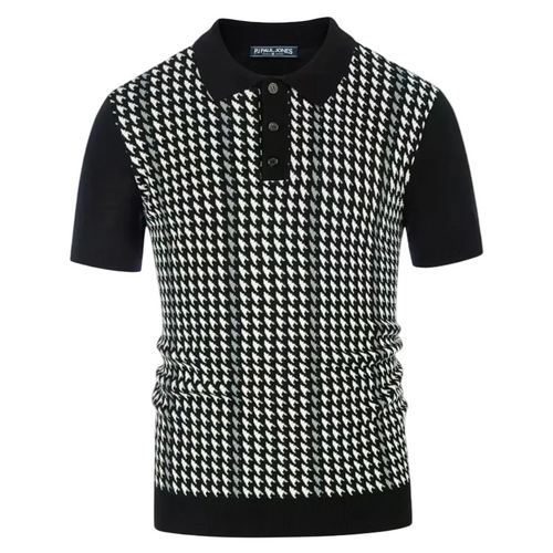 Jasper | Houndstooth Knit Polo Shirt