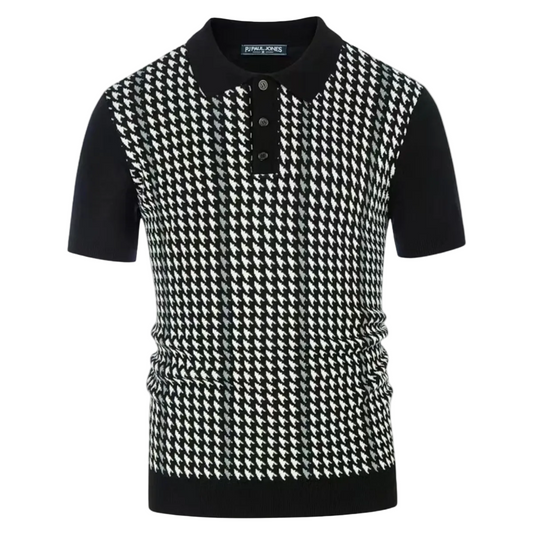 Jasper | Houndstooth Knit Polo Shirt