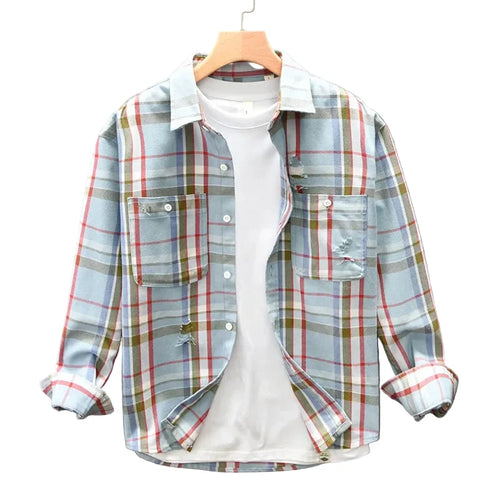 Luca | Tailored Plaid Button-Up Shirt with Dual Chest Pockets
