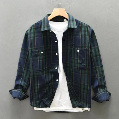 Luca | Tailored Plaid Button-Up Shirt with Dual Chest Pockets