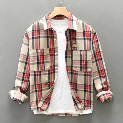 Luca | Tailored Plaid Button-Up Shirt with Dual Chest Pockets