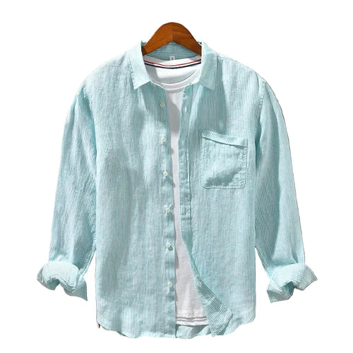 Leo | Textured Long Sleeve Button-Up Shirt with Chest Pocket