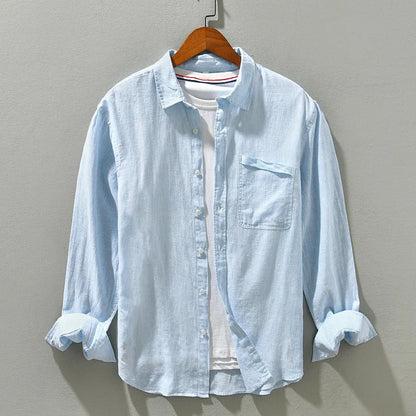 Leo | Textured Long Sleeve Button-Up Shirt with Chest Pocket
