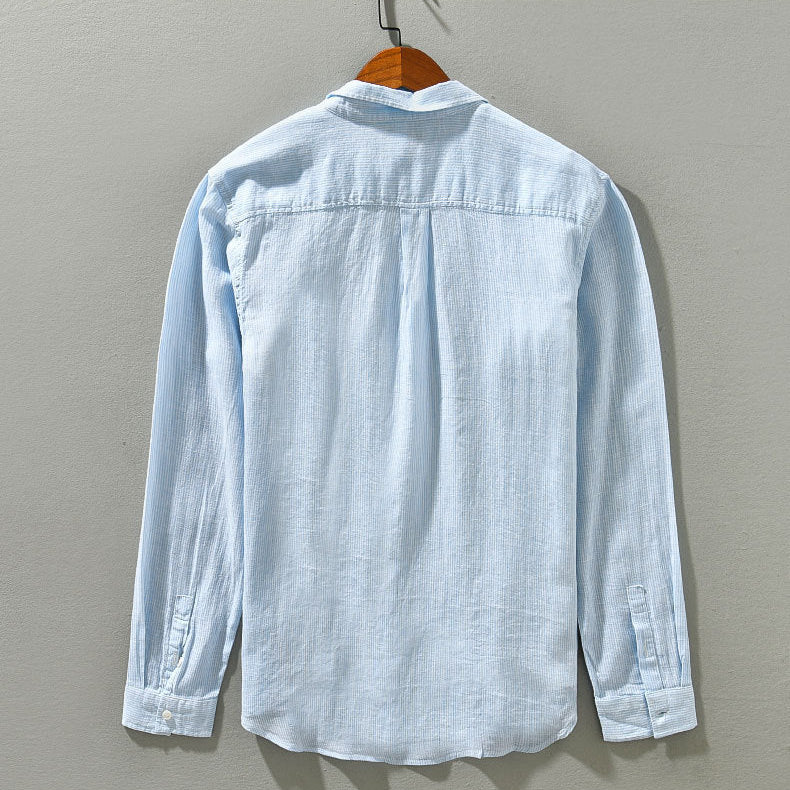 Leo | Textured Long Sleeve Button-Up Shirt with Chest Pocket