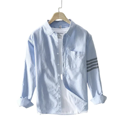 Luca | Tailored Long Sleeve Button-Up with Contrast Stripes and Chest Pocket