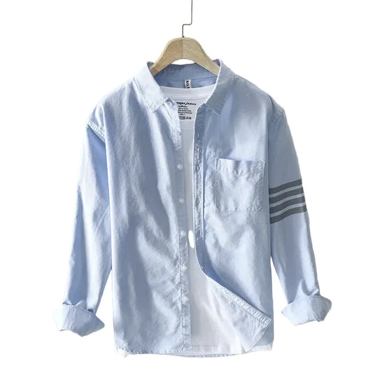 Luca | Tailored Long Sleeve Button-Up with Contrast Stripes and Chest Pocket
