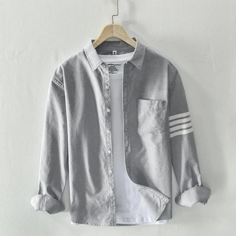 Luca | Tailored Long Sleeve Button-Up with Contrast Stripes and Chest Pocket