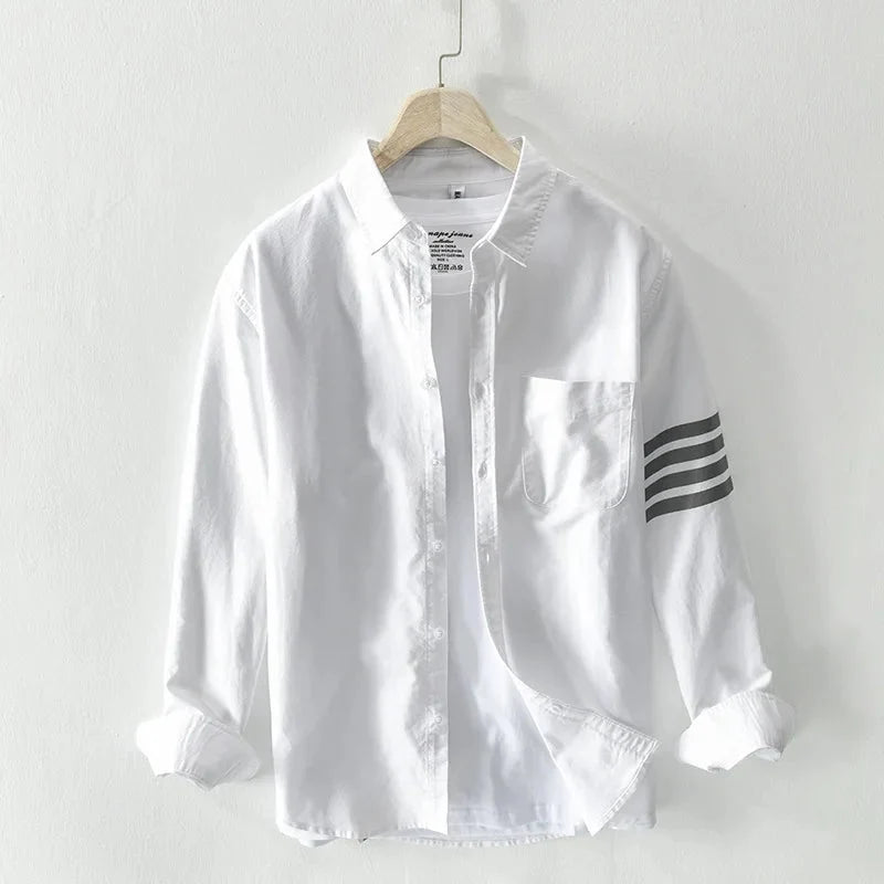Luca | Tailored Long Sleeve Button-Up with Contrast Stripes and Chest Pocket