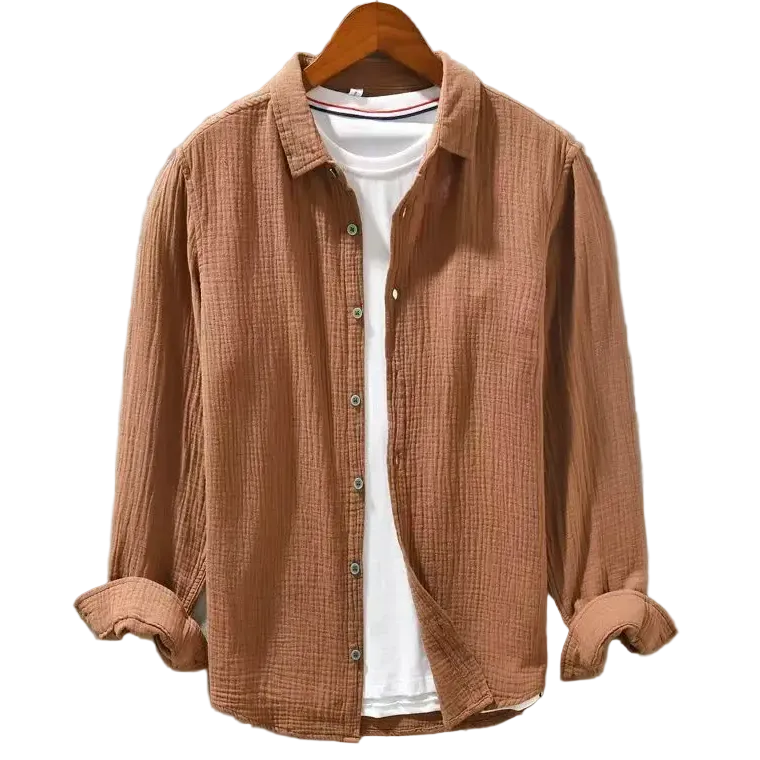 Luca | Crinkled Texture Long Sleeve Button-Up Shirt