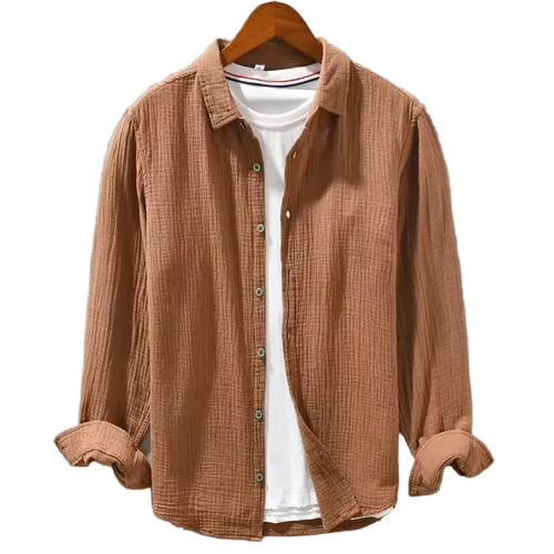 Luca | Crinkled Texture Long Sleeve Button-Up Shirt