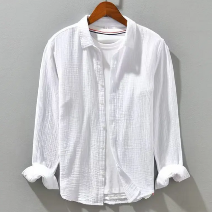 Luca | Crinkled Texture Long Sleeve Button-Up Shirt