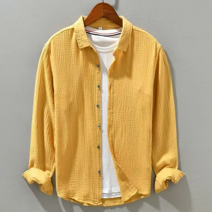Luca | Crinkled Texture Long Sleeve Button-Up Shirt