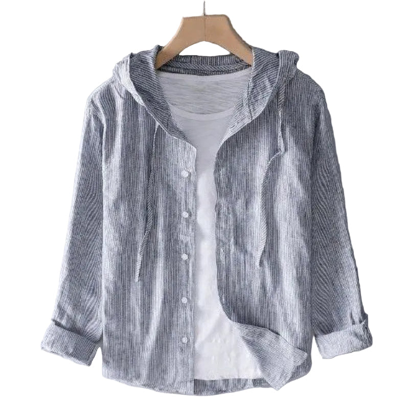Luca | Tailored Long Sleeve Button-Up Shirt with Hood