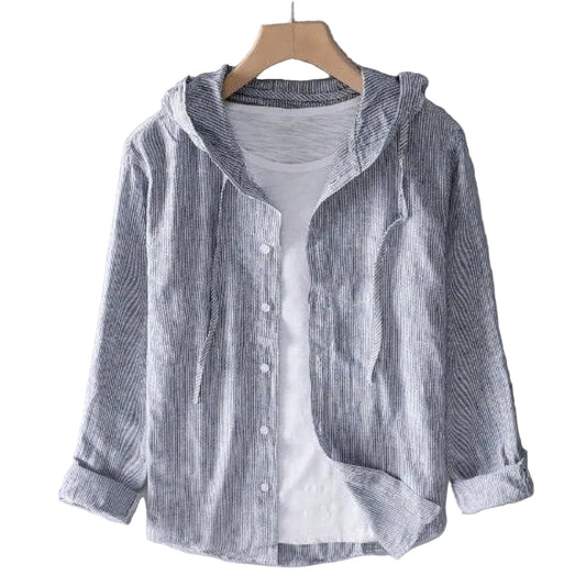 Luca | Tailored Long Sleeve Button-Up Shirt with Hood