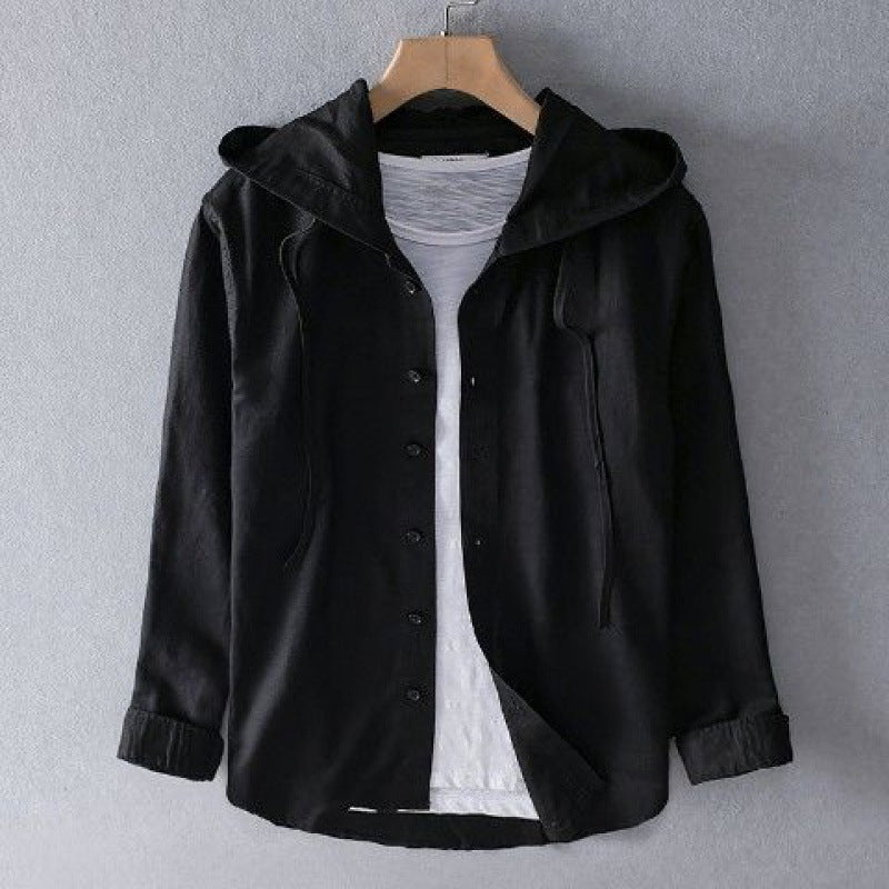 Luca | Tailored Long Sleeve Button-Up Shirt with Hood