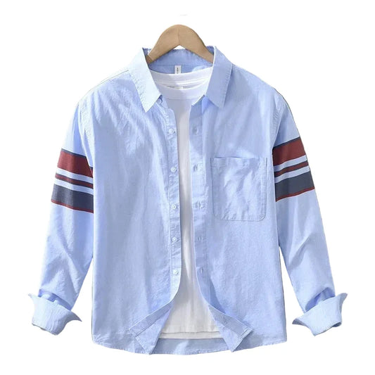 Jasper | Modern Long Sleeve Button-Up Shirt with Stripe Detail