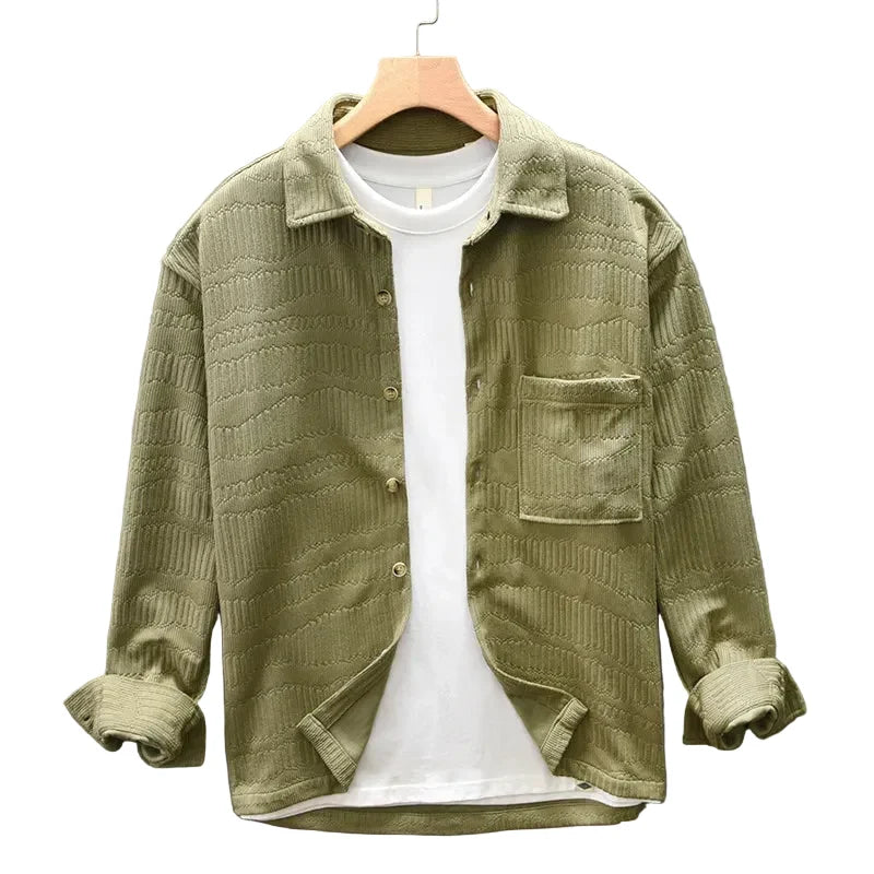 Luca | Textured Long Sleeve Button-Up Shirt with Chest Pocket