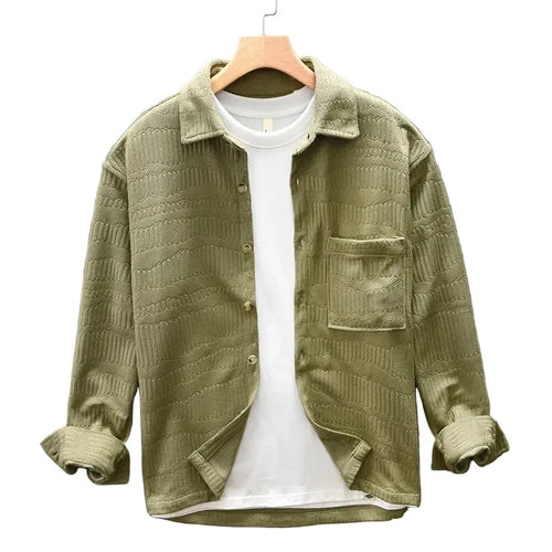 Luca | Textured Long Sleeve Button-Up Shirt with Chest Pocket