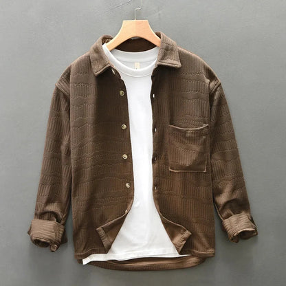 Luca | Textured Long Sleeve Button-Up Shirt with Chest Pocket