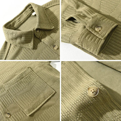 Luca | Textured Long Sleeve Button-Up Shirt with Chest Pocket