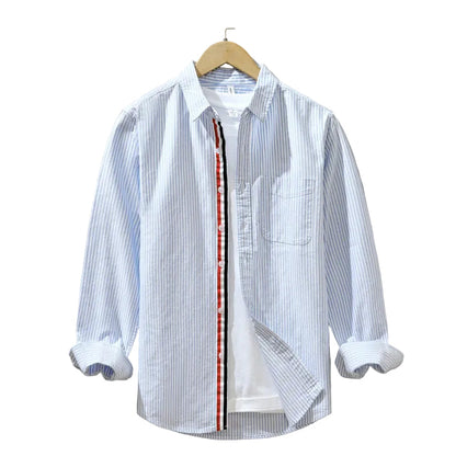 Julian | Tailored Long Sleeve Button-Up with Vertical Stripes