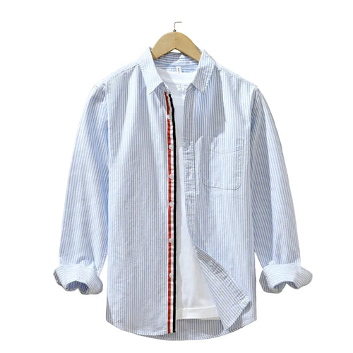 Julian | Tailored Long Sleeve Button-Up with Vertical Stripes