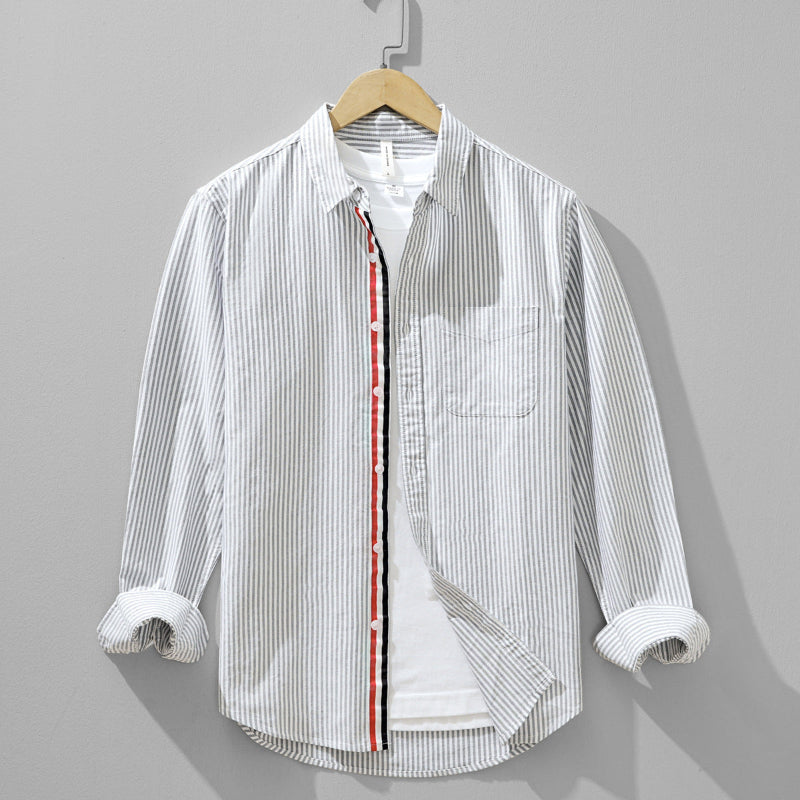 Julian | Tailored Long Sleeve Button-Up with Vertical Stripes